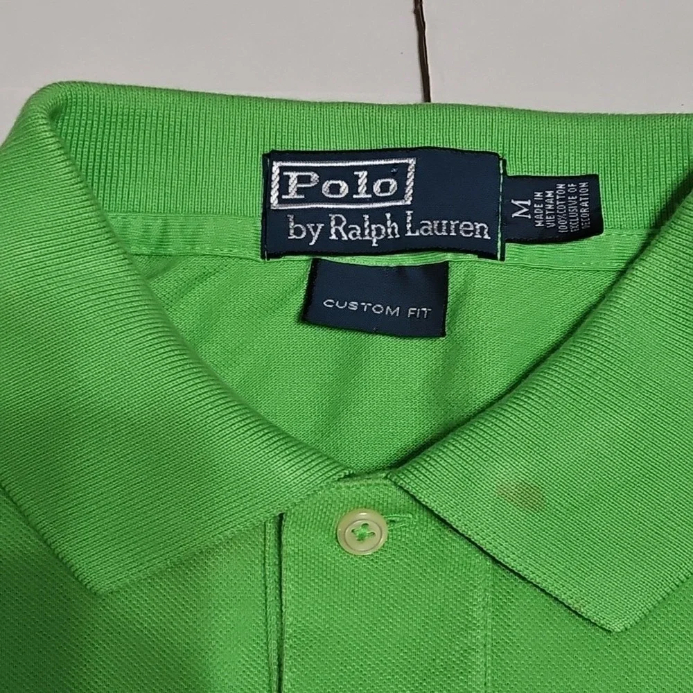 Ralph Lauren Polo Men's Medium Lime Green with Pink Pony Short Sleeve Shirt